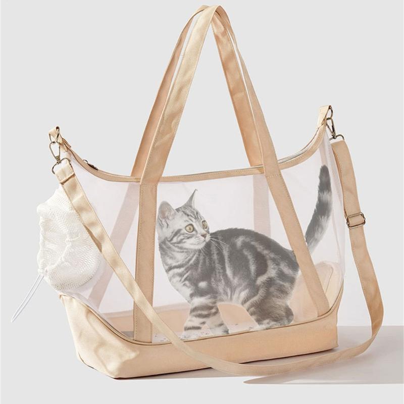 Sac de transport pour animaux de compagnie en maille de nylon avec design ventilé Sac de transport portable pour chats Voyage Extérieur