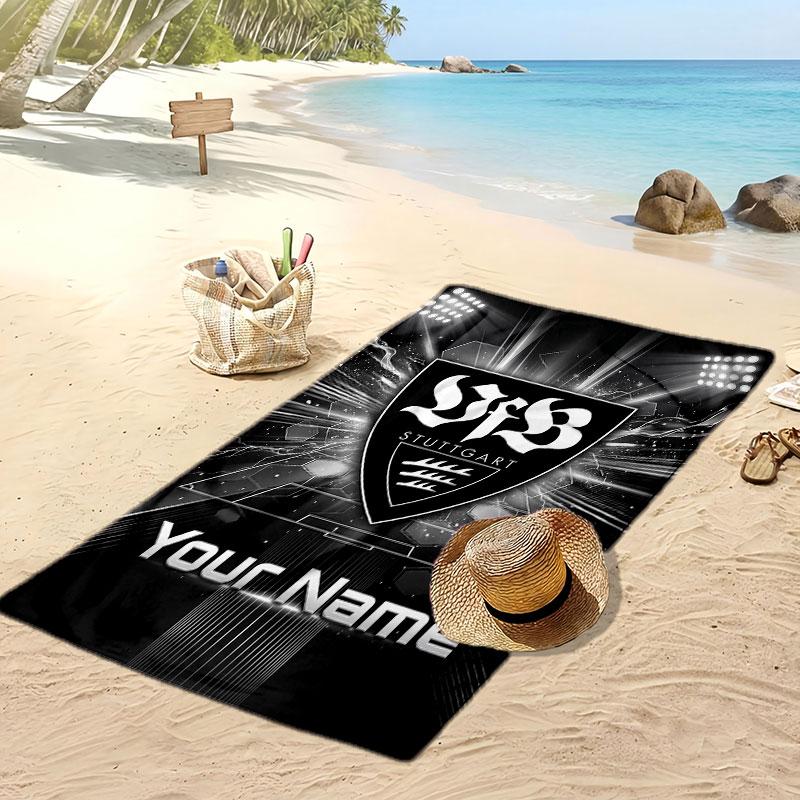 VfB Stuttgart FC Asciugamano da Spiaggia Stampato Personalizzato Logo Calcio Supporto Nome Personalizzato Testo Asciugamano Assorbente Per Sport Viaggio Regalo Speciale