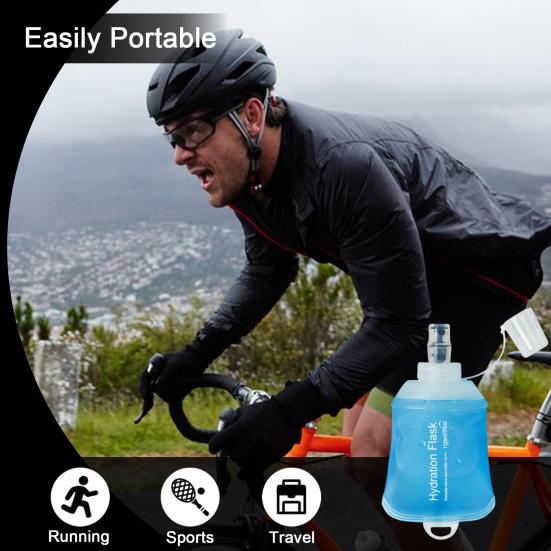 Soft Flask Water Bag Food-grade Collapsible Hydration Pack Bottle Reusable Leakproof Outdoor Water Flask for Running Hiking Cycling Climbing