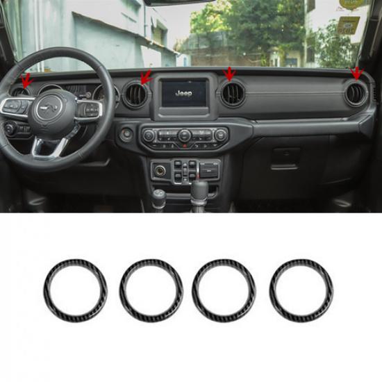 Carbon Fiber 4X Front Air Outlet Vent Cover Trim For Jeep Wrangler JL 2018-2022