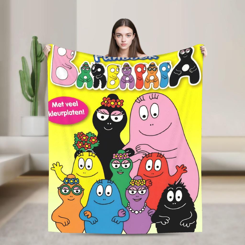 Barbapapa Barbamama Family  Flannel Blankets  Warm Throw Blanket for Bedroom Travel Pattern Bedspread Sofa Bed Cover
