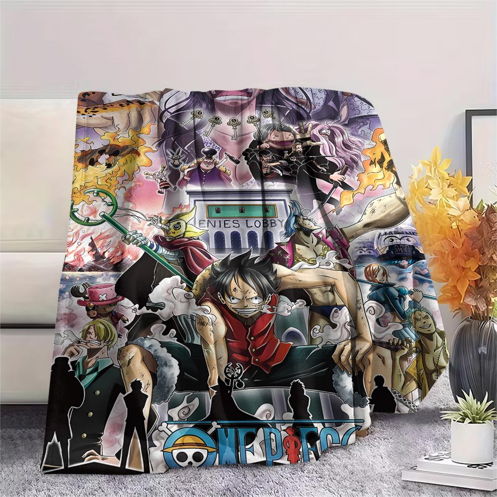 One Piece Character Print Flannel Blanket,High Quality Comfortable for All Seasons,Home Decor,Warmth and Comfort,Perfect for Christmas Gifts