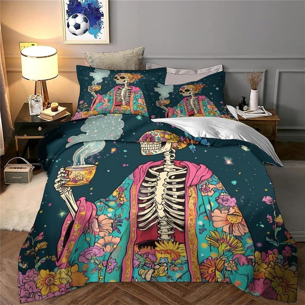 Dog Bedding Set, Cartoon Cute Style 3D Printed Ultra-fine Fiber Duvet Cover Pillowcase 3-piece Set for Adults and Children