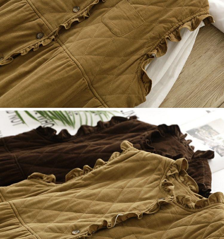 Women's Retro Forest-Style Sleeveless Corduroy Maxi Dress