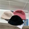 Rabbit Fur Unique Solid Color Korean Style Hat Women Bucket Hat Fashion Design Plush Fisherman Hat