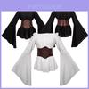 Camisa Medieval Feminina Renascentista Retrô Estilo Europeu e Americano Pirata