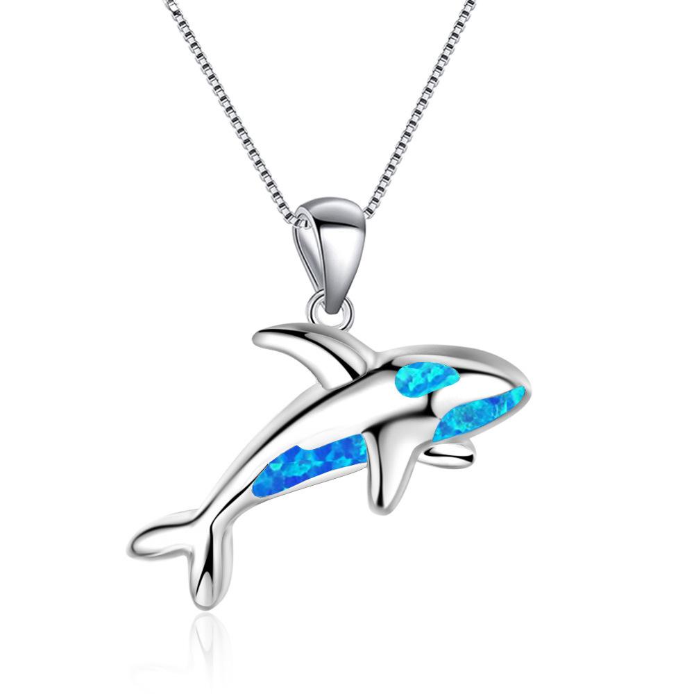Aobao Whale Necklace, Whale Pendant, Sweater Chain, Opal Necklace 20inches&Fashion