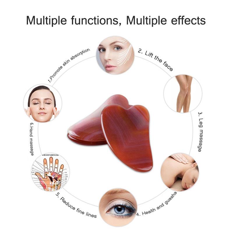 Red Onyx Gouache Scraper Guasha Jade Massager For Face Natural Gouache Stone Gua Sha Scraper Facial Massage Tool Face Scraper