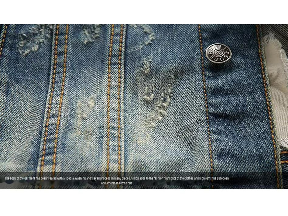 Men's Retro Denim Jacket - Korean Style, Slim Fit for Spring & Autumn