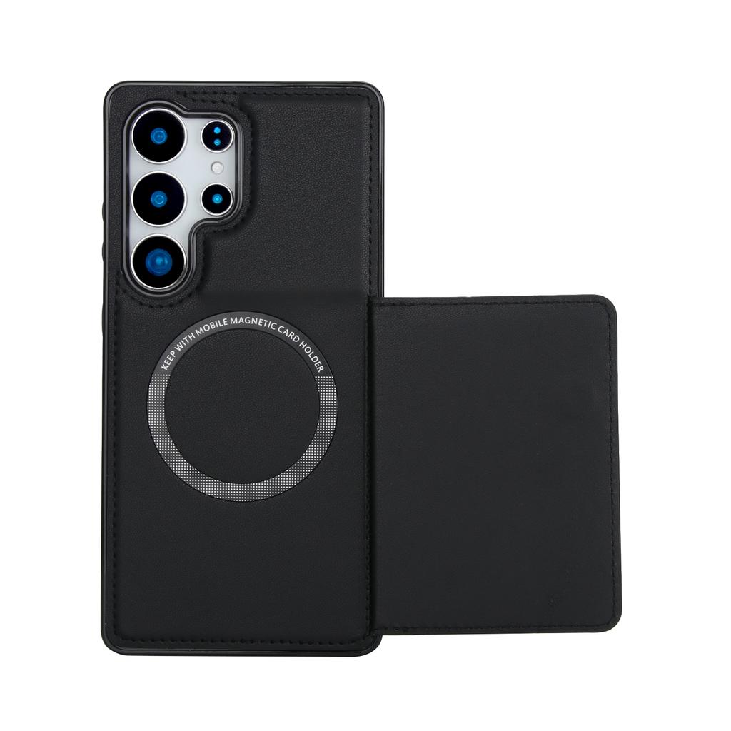 For Samsung Galaxy S25 Ultra Wallet Case Magnetic Detachable PU Leather Phone Cover with 2 Straps