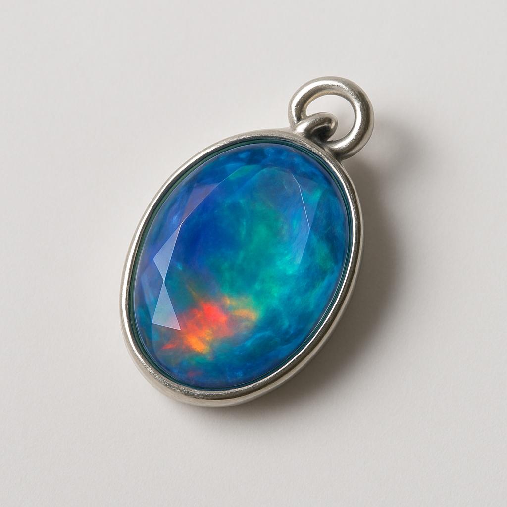 17,90 Karat Natürlicher Opal 925er Sterlingsilber Oval Geschliffener Edelstein Anhänger ZERTIFIZIERT
