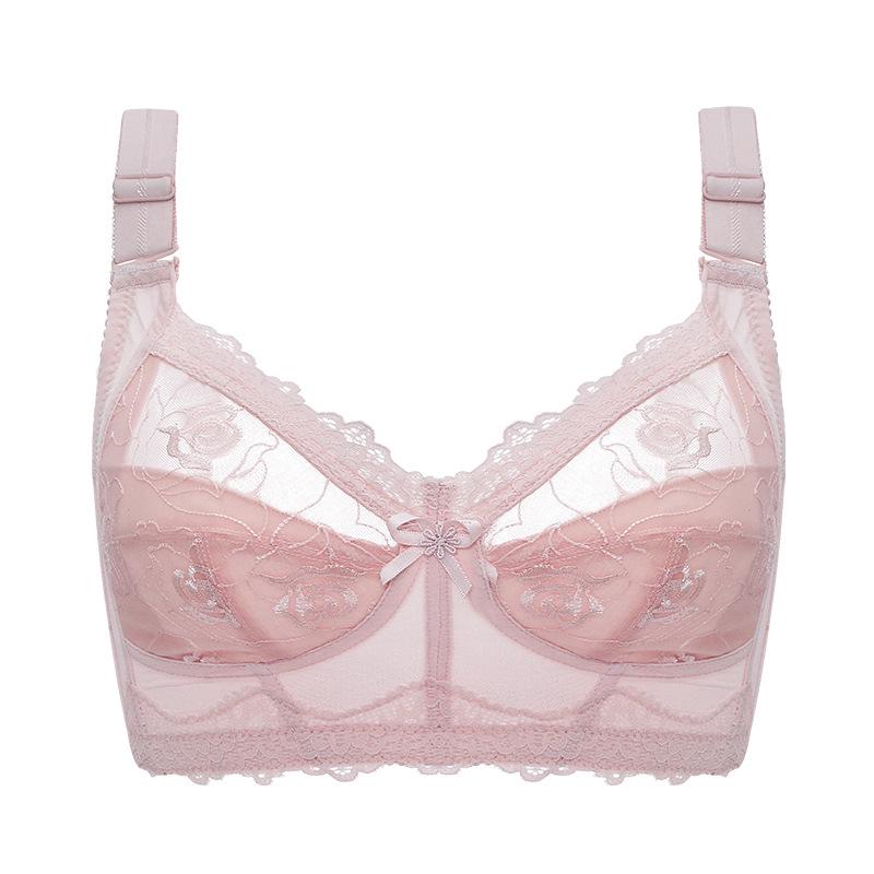

Новый кружевной ультратонкий бюстгальтер большого размера без стальных колец, сексуальный женский регулируемый большой бюстгальтер, небольшой бюстгальтер в сборе 75B розовый
