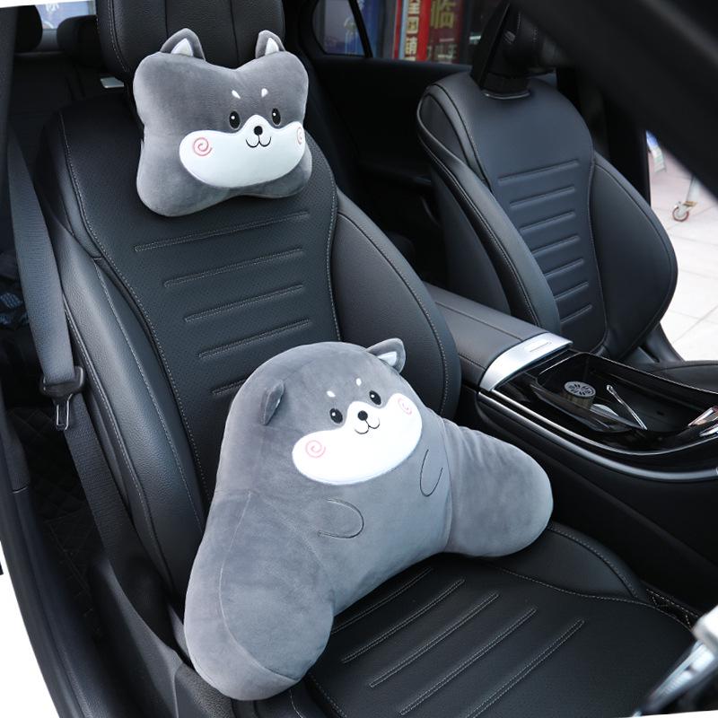 Cute Car Lumbar Support Cushion - Ergonomic Pillow for Driver Seat and Headrest