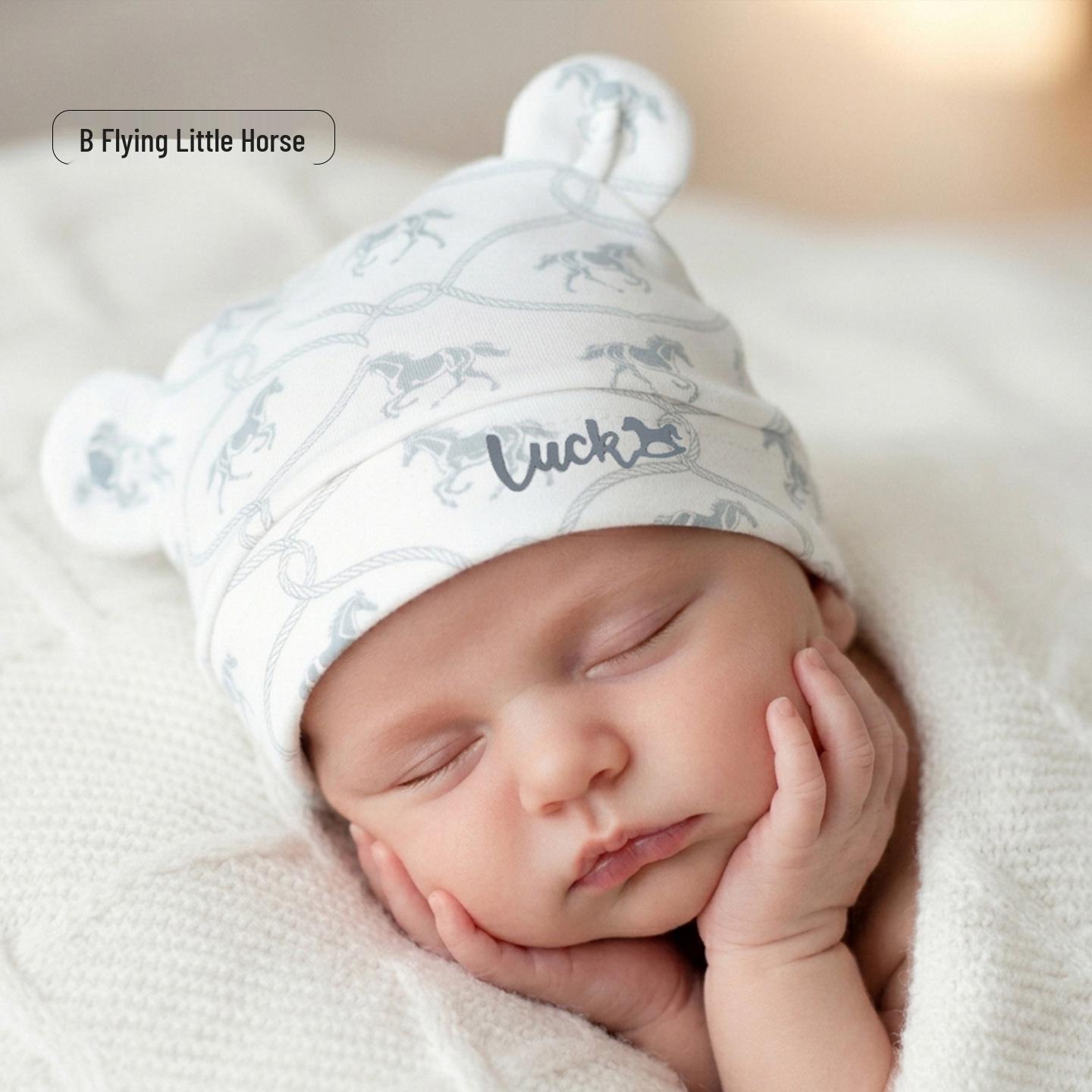 Летняя шапка He er Te Baby без косточек с принтом - Защита головы новорожденного в послеродовой период One Size
