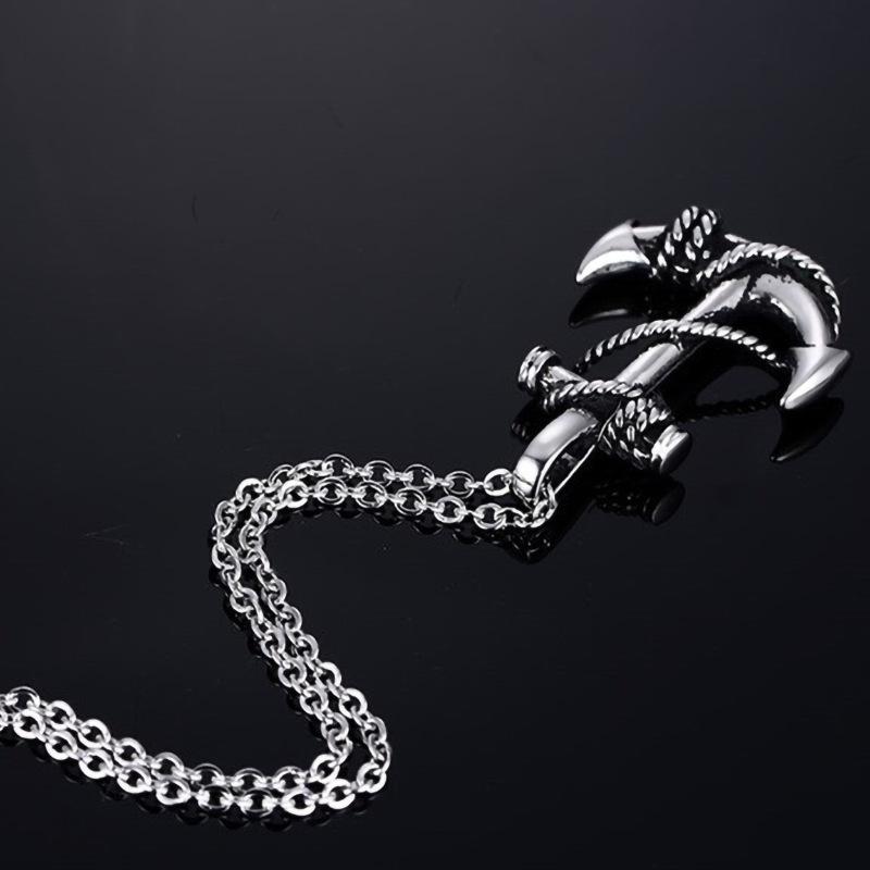 Titanium steel anchor pendant necklace, trendy men's personalized retro cross jewelry, boyfriend gift