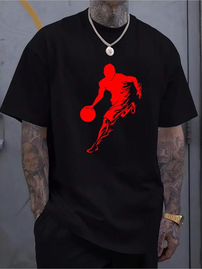 Unisex'S Basketball Silhouette Printed T-Shirt