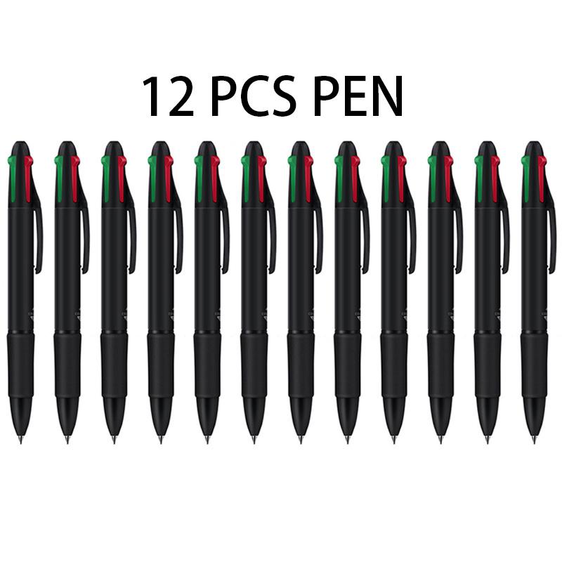 

12pcs Retractable 4-Color Ballpoint Pens 12-Pack Multi-Purpose Multicolor Pens for Students,Teachers,Office Workers, Study Notes