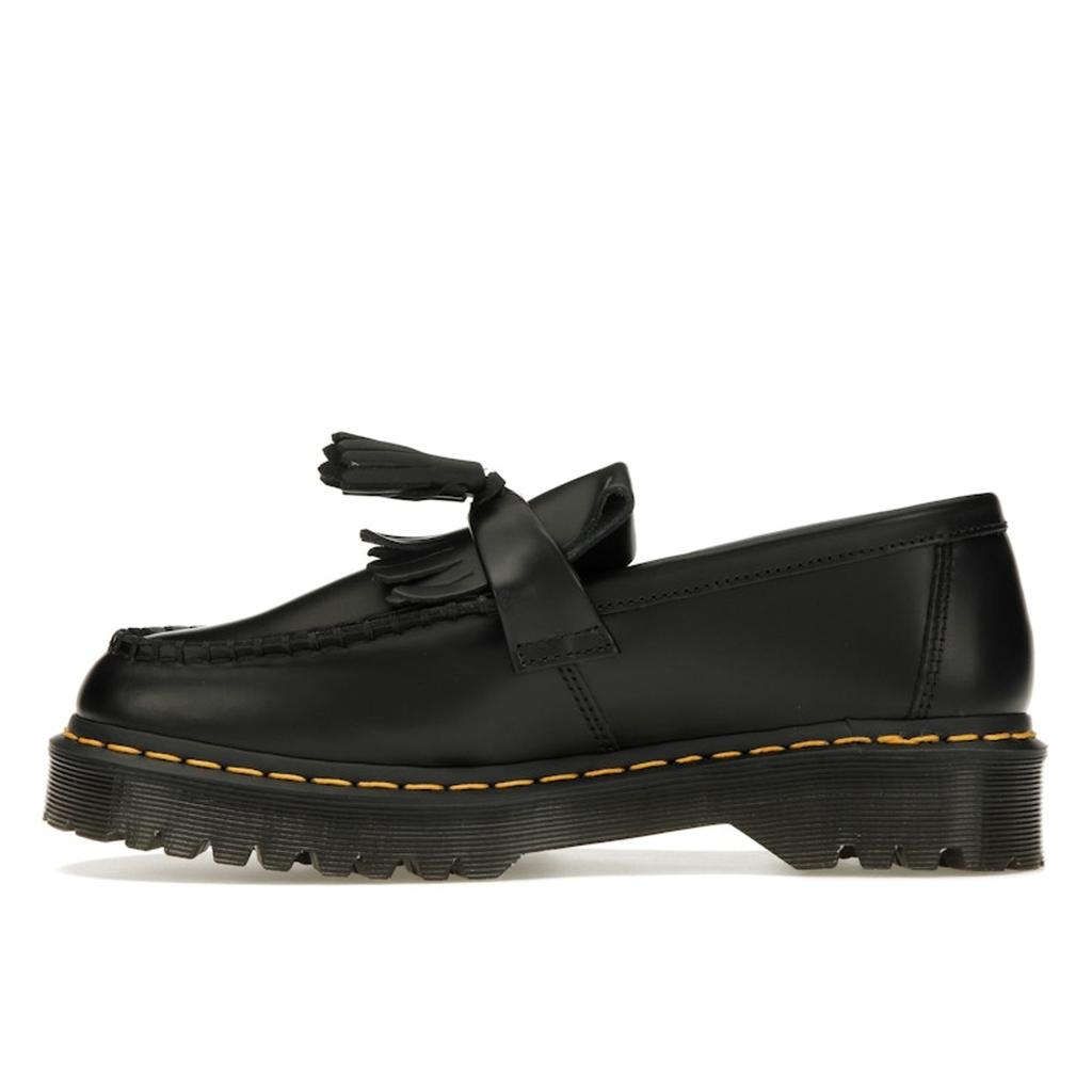 Dr. Martens Adrian Yellow Stitch Leather Tassel Loafer Black Unisex Sneakers 22209001