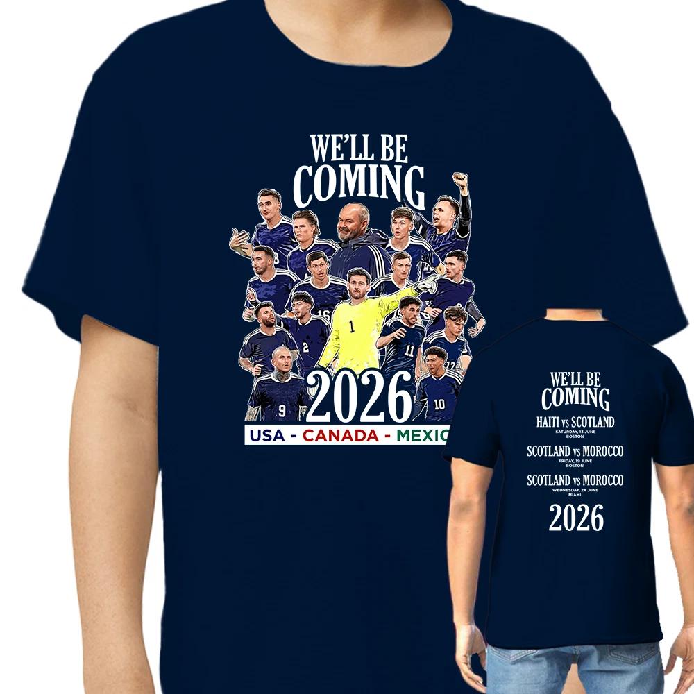 Scotland We ll Be Coming Navy Kids T-Shirt Tee Scotland Fans World Cup 2026 2XL