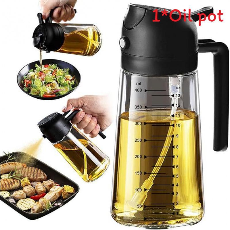 Transparent Glass Oil Pourer With Graduated Markings For Cooking And Food Preparation чёрный