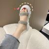 Cool slippers women's summer outer wear New Year's new super fire thick-bottomed muffin rhinestone fashion one-word drag