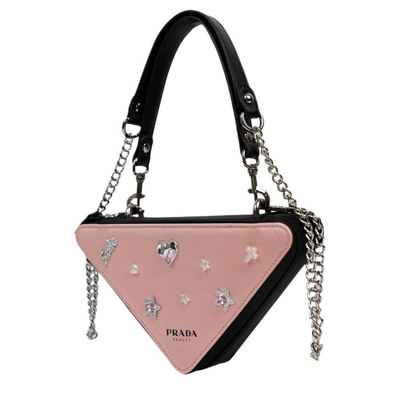 Prada Cosmetic bag/toiletry bag [Customized bag] Sweet Star Pink Simple, niche and high-end, trendy, commuting, exquisite Sweet Star Powder Pack