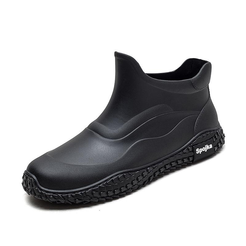 Men’s Waterproof Non-Slip Short Rain Boots - Thick Sole Wear-Resistant Rubber for Outdoor and Kitchen Use