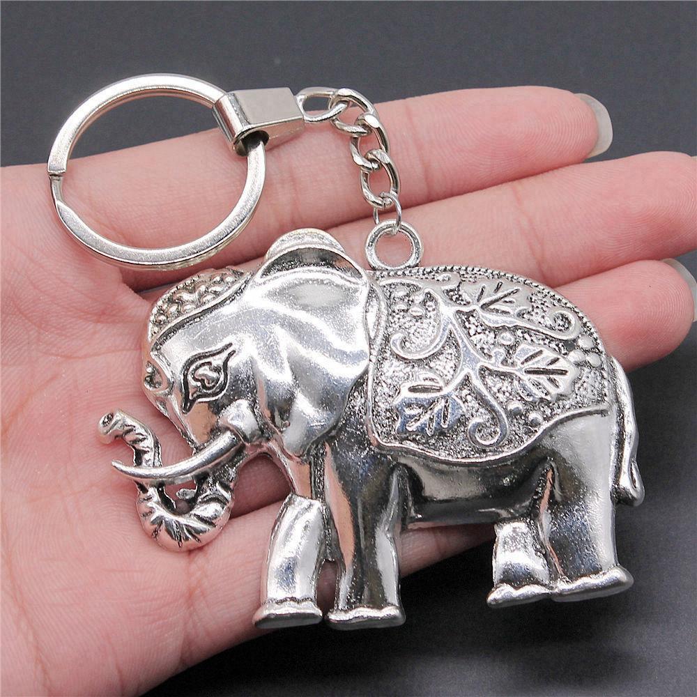 Elephant Horse Animal Duo Pendant Antique Bronze Metal Keychain with 30mm Ring for Students Hot Sale