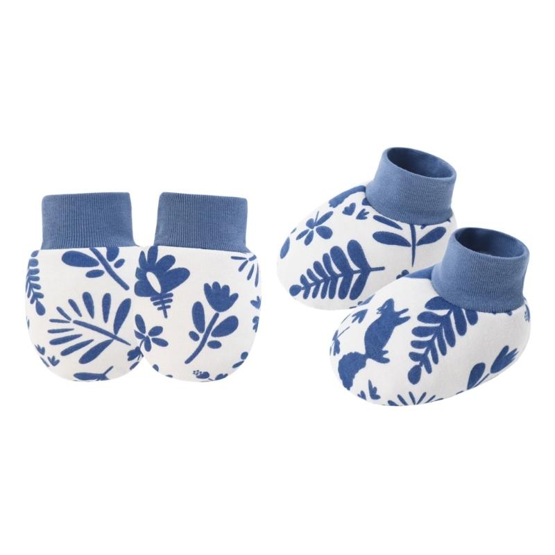 Set of 1 Infant Cotton Mittens Anti Scratch Hand Cover Soft Breathable Warm Gloves & Socks for 0-6M Boys Girls