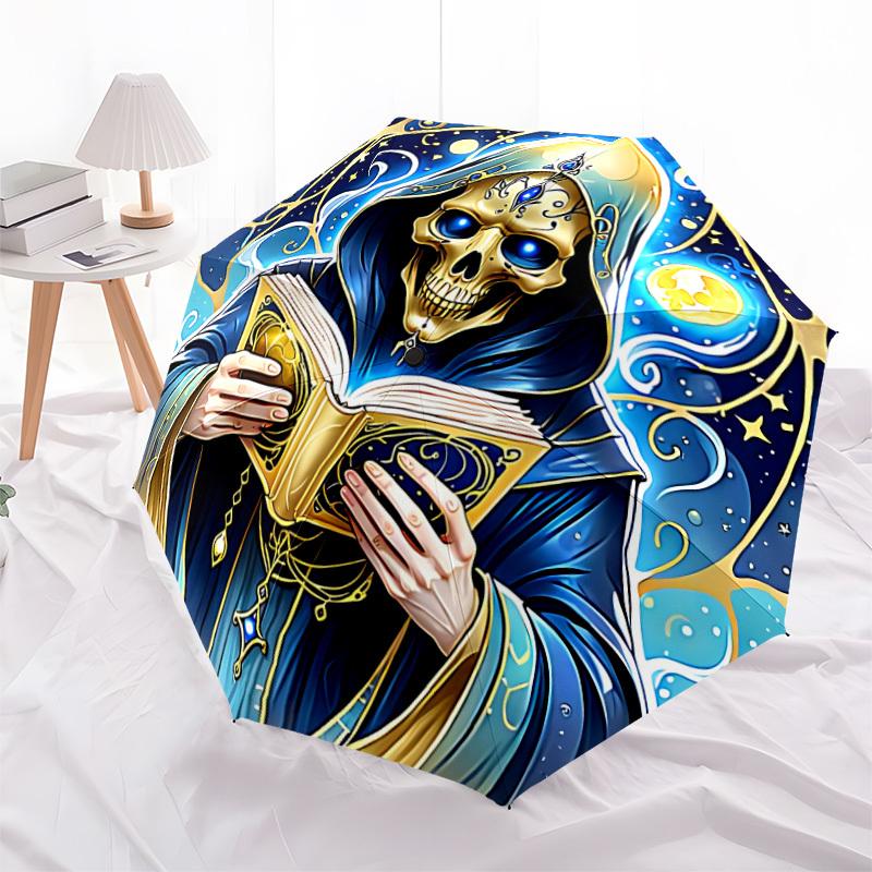 1pc Skelett Book Automatic Folding Umbrella - Design, Durable Iron Frame for Travel, Outdoor, Beach Fashion Accessory A0920048