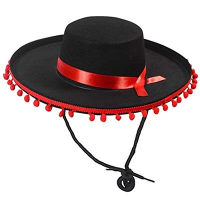 Halloween Zoro Fuzz Ball Mexican Sombrero Hats Photo Shoot Props Wide Brim Design Jazz Hats Casual Carnival Costume