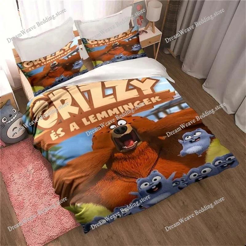 Grizzly & Οι Λέμμινγκς Κινούμενα Σχέδια Anime Κάλυμμα Παπλώματος Παπλώματα Σετ Κλινοσκεπασμάτων Μαλακό Κάλυμμα Παπλώματος και Μαξιλαροθήκες ΜονόΔιπλόQueenKing963
