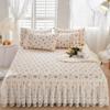 Flower Decorative Princess Lace Bed Skirt 100% Cotton-padded Thicken Bed Skirt Home Non-slip Mattress Cover Protector Bed Cover