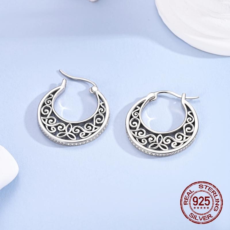 925 Sterling Silver Shining Retro Patterns Earrings for Women Girl Ear Studs Fine Jewelry Fashion Luxury Anniversary
