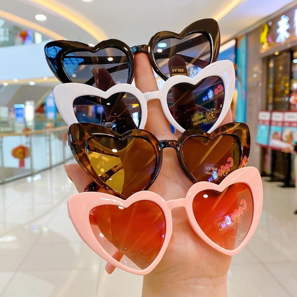 Korean Retro Love Child Sunglasses for Kids Fashion Oval Solid Color Children Eyewear