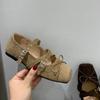Retro flat bottom square head single shoes ballet shoes autumn new French brown bow buckle Mary Jane women's shoes