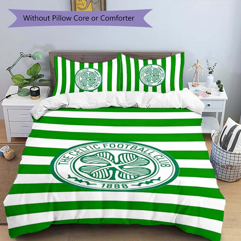 Celtic FC 3-częściowy komplet pościeli Poszewka na kołdrę Zapięcie Zawiera 1 poszewkę na kołdrę i 2 poszewki na poduszki na wszystkie pory roku Dekoracja sypialni, domu, akademika