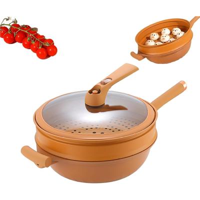 Pottery Clay Non-Stick Micro Pressure Cooker, Multifunctional Non-Stick Micro Pressure Pot, 12.5"Pressure Cooker with Steamer