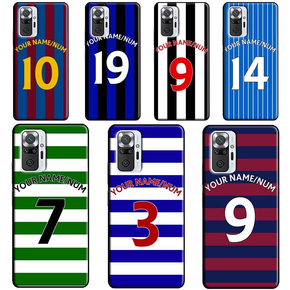 Personalised Football Number Strips Case For Xiaomi Redmi Note 12 Pro 11 8 9 10 Pro 9S 10S 11S 12S Redmi 12C 10C 9C 10A Cover