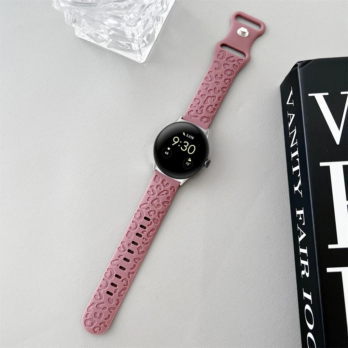 

Гравированный ремешок для Google Pixel Watch 1/2 Active, леопардовый силиконовый ремешок, аксессуары, ремень для Pixel Watch, умные часы Google Pixel Watch