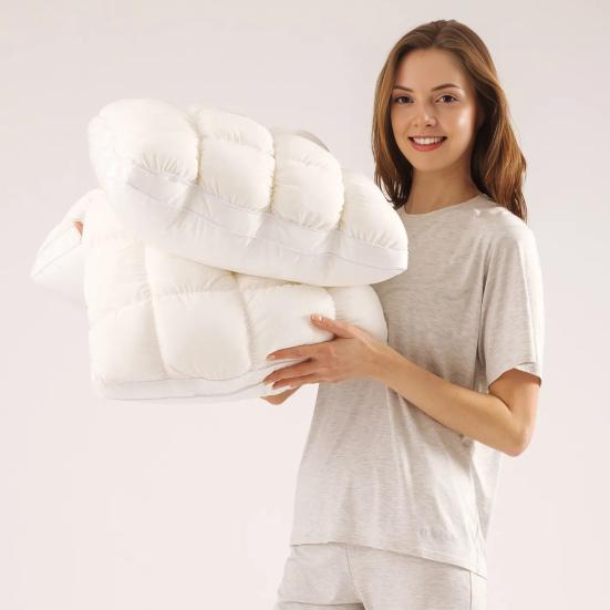 Ropa de cama de microfibra transpirable para durmientes boca arriba Almohada de cama acolchada, Relleno suave alternativo al plumón, Almohadas de loft completo refrescantes Esenciales para dormitorio Puff