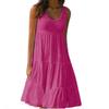 Summer Women's Plus Size Women O-Neck Sleeveless Ruffles Mini Dress Boho Solid Beach Sundress Oversized Loose Dress