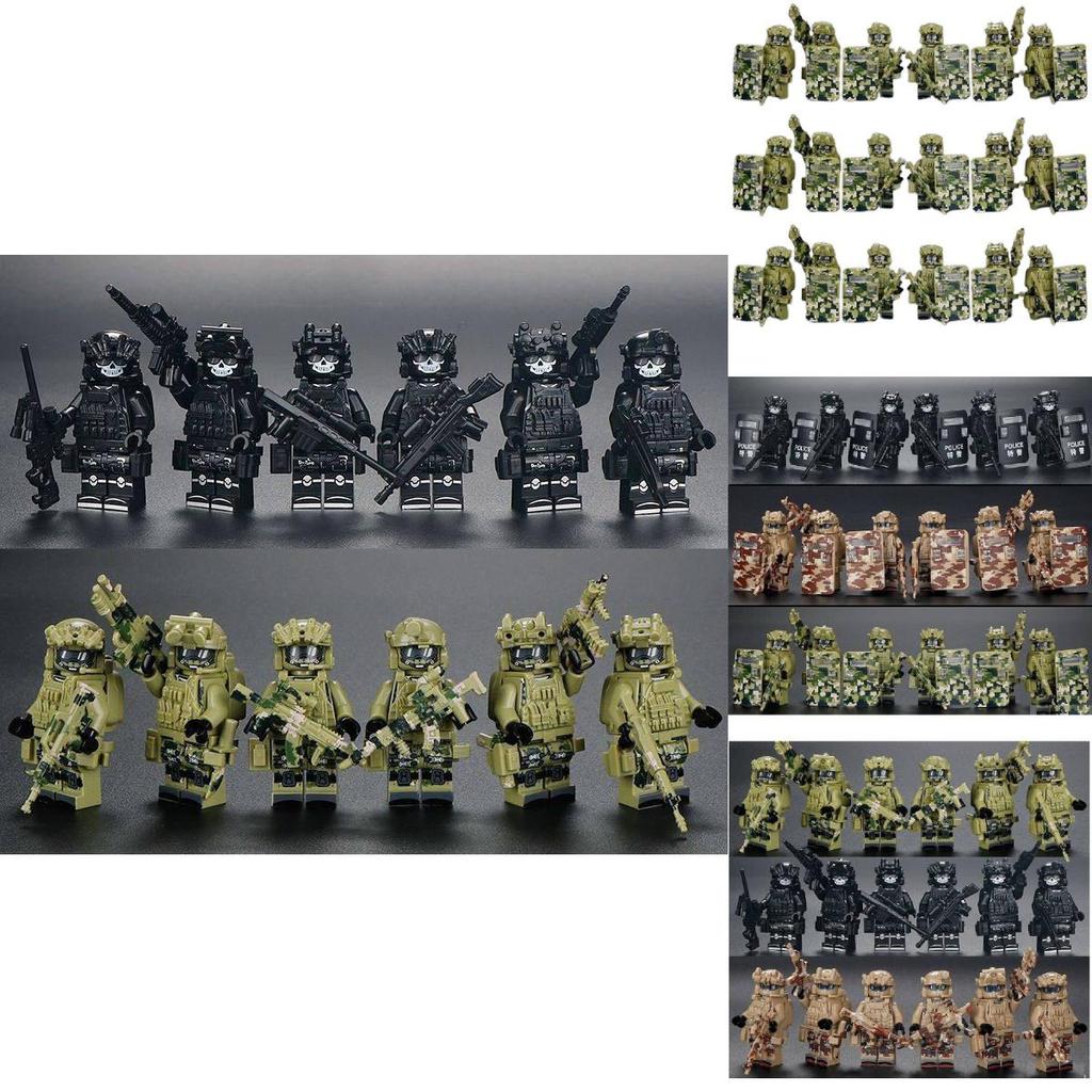 Ghost Special Police Military Special Forces Building Blocks Compatible With Boys' Construction Toys With Shields And Buckets