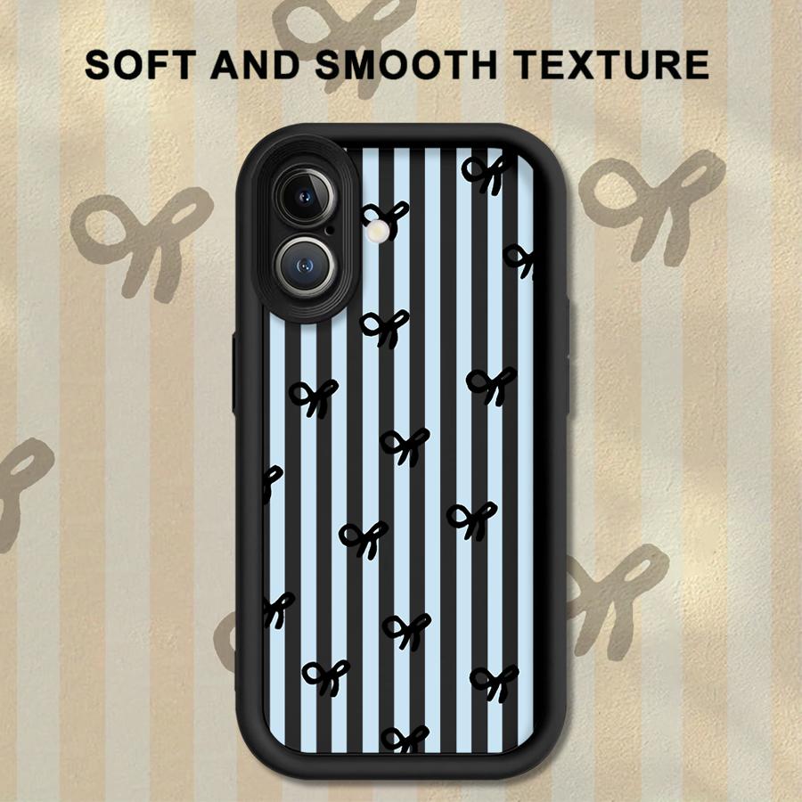 

Fashion Striped Bow Case for iPhone 17 Pro Max Air 12 Pro 16 15 Plus 17e 13 11 14 Phone Cover iPhone17 Pro