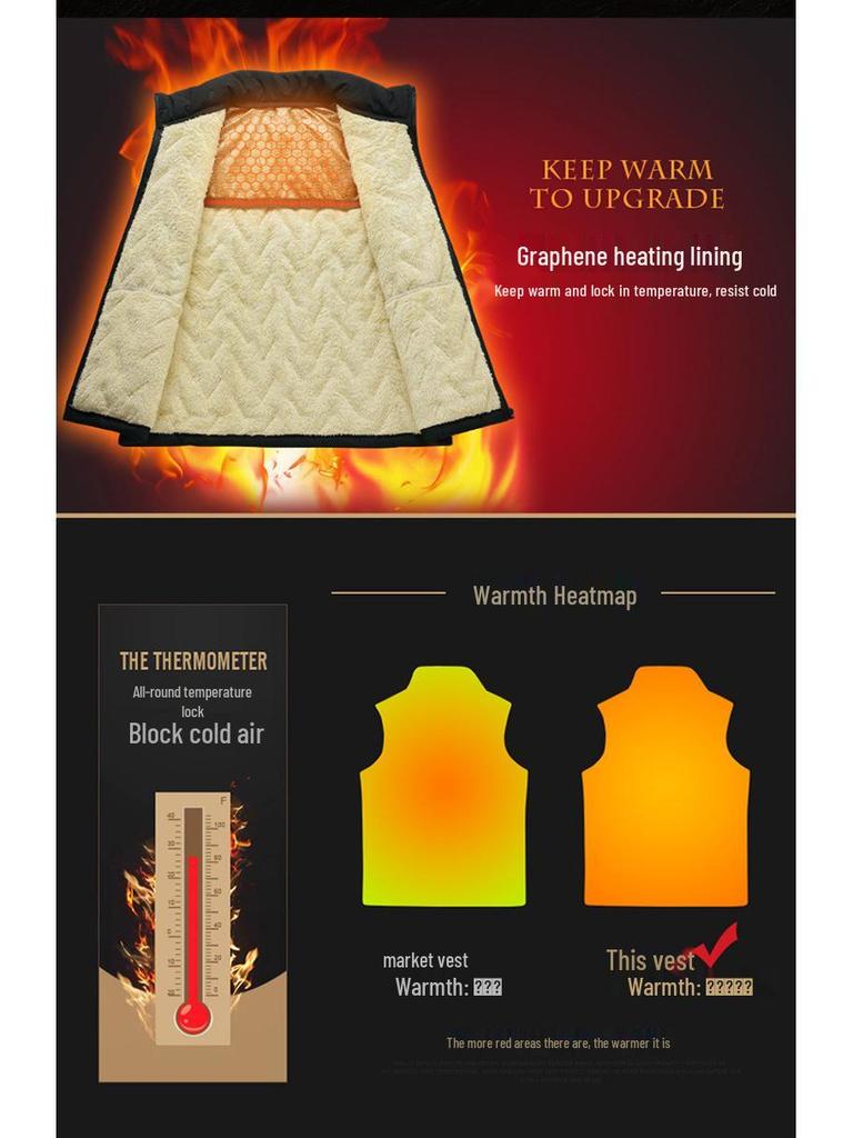 Męska kamizelka z jagnięcej skóry, ocieplana bawełną - Ciepły jesienno-zimowy bezrękawnik casualowy