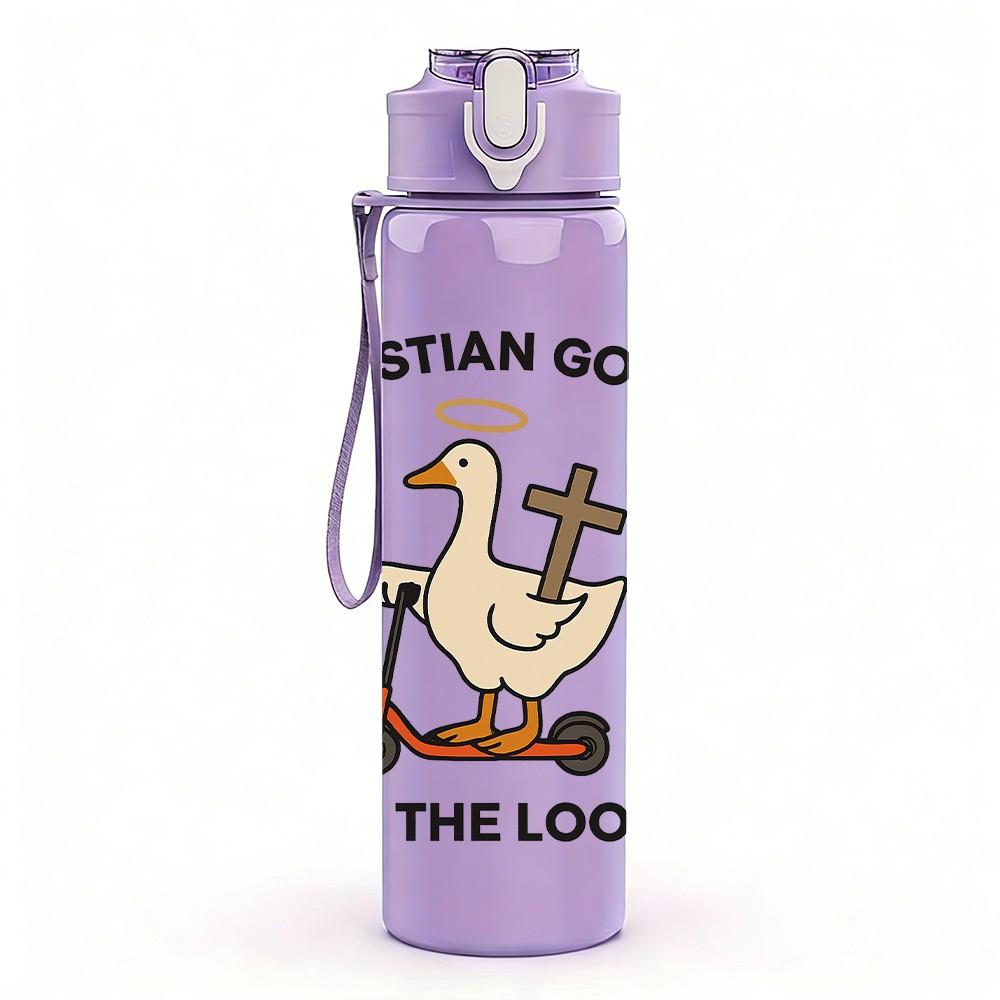 1PC Christian Goose On The Loose 750ml Color Plastic Sports Water Bottle Leakproof Flip Straw Lid Suitable for Sports Office Home Use