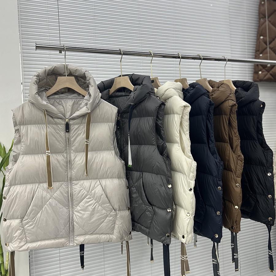 Dámská vesta z bílého kachního peří s kapucí, ležérní bez rukávů, jednoduchá módní podzimní zimní