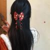 Flower Kimono Sakura Hairpin Bell Hanfu Fan Hair Clip Sweet Tassel Fan Hair Clip  Photo Pros