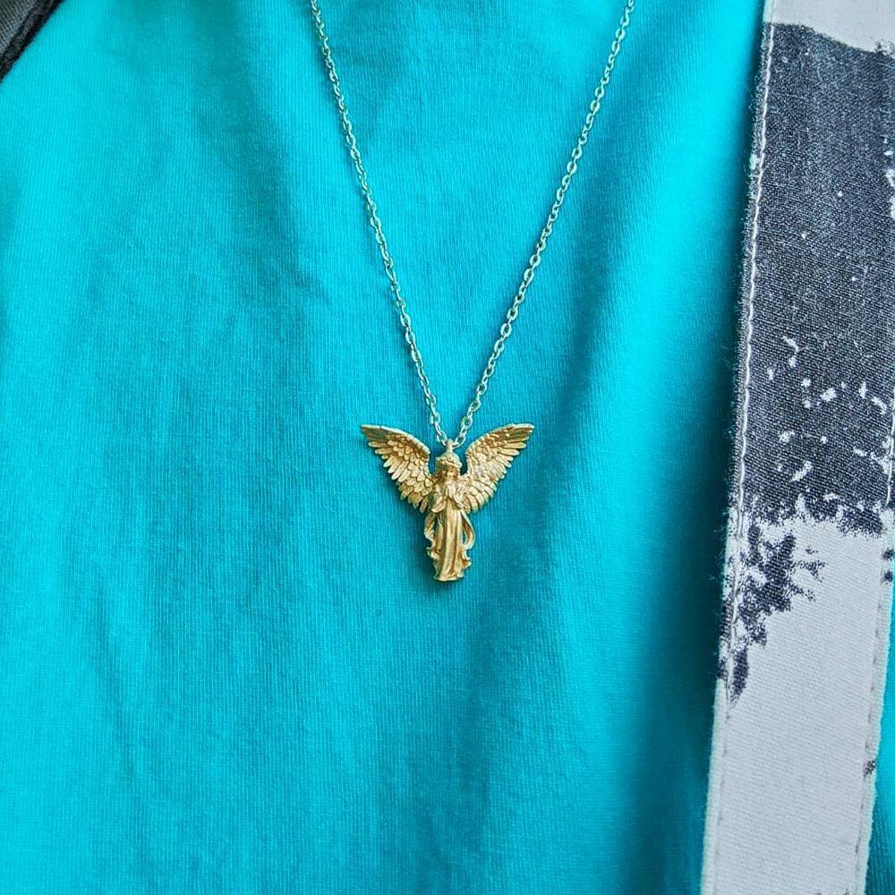 Gold/schwarz Vintage Goldn Engel Halskette für Frau ästhetischen Charme Encanto Anhänger paar männliche Schmuck Valentinstag Geschenk