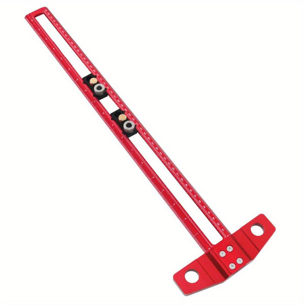 2 In 1 Woodworking Scriber Multifunctional Drilling Positioning Ruler Aluminum Alloy T Shape Marking Tool Metric